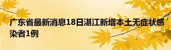 【湛江通报4例无症状感染者详情_湛江确诊1例】