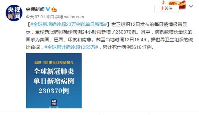 全球新增确诊5例含本土3例/全球新增确诊超23万例创单日新高