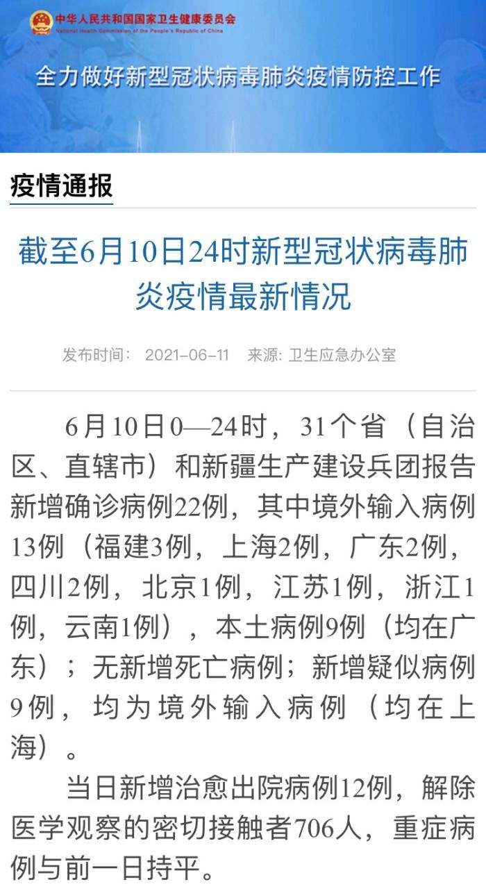  31个省份增22例本土确诊:31省份新增10例确诊1例为本土病例